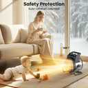 Space Heaters for Indoor Use, 1500W PTC Electric Heaters with Thermostat, Small Portable Heater with 90Adjustable Angle, Fast Safety Heat, Overheat Protection, Small Heater for Indoor/Outdoor Use