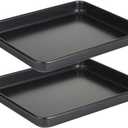 11 Inch Baking Sheets Pan Nonstick Set of 2, Walooza 1-inch Deep Baking Trays, 11X9 Inch Cookie Sheet Replacement Toaster Oven Tray, Non Toxic & Heavy Duty & Easy Clean (Black)