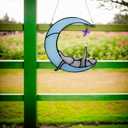 Cat Moon Star Gift for Cat Lovers, Women, Moms, Girls  Cute Acrylic Window Hanging Ornament  Thoughtful Memorial, Sympathy & Remembrance Gift  Blue