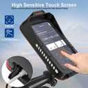 Bike Phone Holder, Water Resistant Motorcycle Phone Mount with Sun-Visor Rain Cover Sensitive Touch Screen Bicycle Accessories Handlebar Cellphone Mount with 360 Rotation for Phones Under 7''