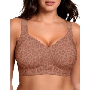 Vertvie Jelly Bras for Women Plus Size Minimizer Soft Wireless Push Up Bra Full Supportive Older Lift Back Coverage Bralette, 38D