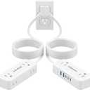 Split Extension Cord 20FT (10FT on Each Side), Single Flat Plug Twin Extension Cord with 4 AC Outlets, 2 USB-A & 3 USB-C(24W/4.8A), Nightstand Charging Station for Bedroom Dorm Room Home, His and Hers