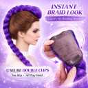 24 Inch Long Purple Braid Ponytail Extensions Pre Stretched Purple Hair Extensions for Braids Easy Clip in Ponytail for Teen Cosplay Halloween Costume(24 Inch)