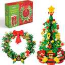 Christmas Tree or Wreath Building Set for Adults and Kids, Creator Building Toy Kit for Holiday Decoration, Tabletop Christmas Tree Gift, 2 Building Options in 1 Set