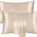 Silk Satin Pillow Cases Standard Size Set of 2 with Envelope Closure Skin & Hair Friendly Gifts for Women Men 20" x 30" Taupe