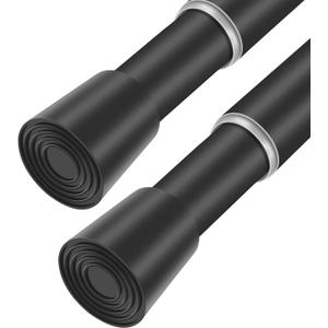 Black Adjustable Shower Curtain Rod 28-52 Inches 2 pc, 7/8" Diameter Anti-slip Heavy Duty Tension Spring Curtain Rod No Drill for Windows Bathroom Kitchen Closet Doorway