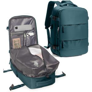 SEAFEW Vacuum Travel Backpack for Women Men, Waterproof Personal Item Bag, Anti-Theft Laptop Daypack for Work Trip Gym with Wet Bag & Shoe Compartment, Peacock Blue, 31*17*42cm