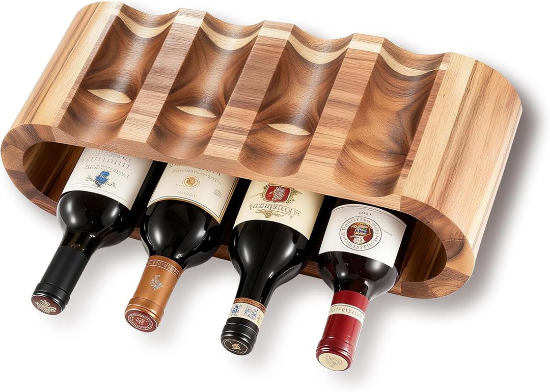 Classic Wooden Wine Rack 8-Bottle Acacia Wine Holder Stand Freestanding Wine Storage Great for Home Decor No Assembly Required.