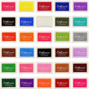 Jexine 30 Colors Stamp Pad Washable Stamp Ink Pad Craft for Kids Finger Print for Rubber Card Making, Stamping, Scrapbooking Best Gift for Kids