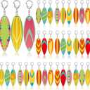 Bucherry 36 Pcs Beach Summer Party Favors Keychain Gifts Bulk Wooden Surfboard Sea Turtle Coconut Tree Christian Religious Key Ring for Hawaiian Luau Florida Bahamas Souvenirs Supplies(Flower)