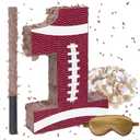 16Inch Football Number 1 Piata Includes Blindfold, Wooden Stick and Confetti for Game Day Tailgate Party Decorations - 15.8"x 11x 2.76