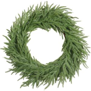 XmasExp Norfolk Pine Christmas Wreath-20Inch Real Touch Artificial Christmas Wreaths-Evergreen Realistic Plain Christmas Wreath for Front Door, Windows