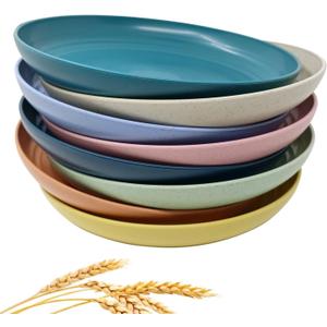 Wheat Straw Plates Lightweight Unbreakable Dinner Dishes Plates Set Dishwasher & Microwave Safe (Extra Large 8 Pack 10')