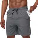 Men's Casual Hiking Athletic Shorts Khaki Board Hybrid Drawstring Elastic Waist 7 inch Quick Dry Lightweight Stretch (Gray, XL)