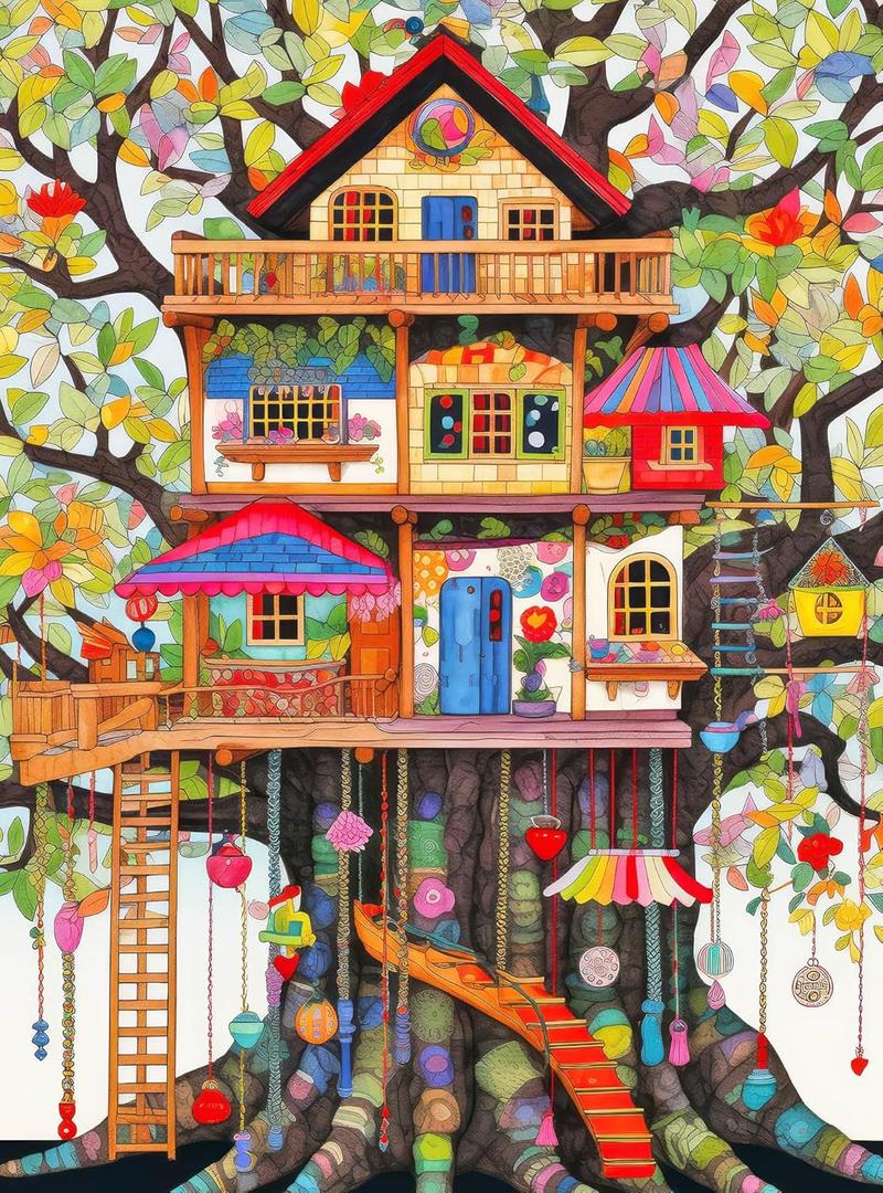 Cross & Glory  Jigsaw Puzzle for Adults 1000 Piece | Whimsical Art Style | Fantastical Treehouse Escape | Vibrant Design | Fun Family Activity | Satin Finish | 20x27 Inches