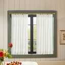 jinchan Pinch Pleated Linen Blend Curtains 45 Inch 2 Panels Light Filtering Modern Farmhouse Back Tab Drapes for Kitchen Bathroom White