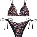 ZAFUL Women's Triangle Bikini Floral String Bikini Set Two Piece Swimsuit Bathing Suits, L