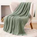 BATTILO Sage Green Throw Blanket, Fuzzy Soft Green Throw Blankets, Warm Lightweight Knit Blanket for Bed, Sofa, Spring Home Decor, 50"x60"