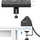 Jgstkcity Desk Clamp Power Strip,40W Total Fast Charging Station,2 PD 20W USB C Ports,Desk Edge Mount Surge Protector for Home, Office,3 Outlets,Fit 1.96" Tabletop Edge,ETL Listed