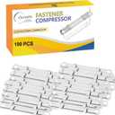 OLYMPX 100 Pcs of Prong Paper Fastener Compressors for Standard 2-Hole Punch, Works with 1 Inch - 3.5 Inch Capacity, 2.75 Inch Center for Paper Fastener Prong Bases, 100 per Box