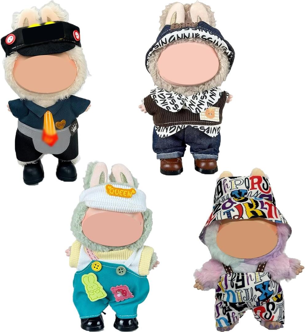 4 Set Clothes for Doll 17cm (No Doll), Dolls Accessories Outfits Replacement, Cute Clothes for Dolls with Hat and Shoe