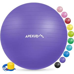 APEXUP Yoga Ball Exercise Ball Anti Slip Heavy Duty for Fitness, Balance & Core Workout, Purple 