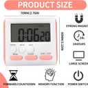 Mudder 3 Pack Digital Kitchen Timer for Cooking, Large Digits, 24 Hour Magnetic Backing Stand Kitchen Timers Clock for Classroom Kids Teachers, Loud Alarm and Large Screen (Pink)