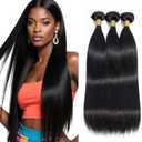 26 28 30 Inch Straight Human Hair Bundles Natural Black Bundles Human Hair Straight 150g Color #1B Bundle Unprocessed Virgin Bundle