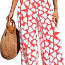LOTUCY Women's Casual Pants Elastic High Waist Drawstring Graphic Print Palazzo Wide Leg Loose Pants