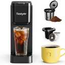 Tastyle Single Serve Coffee Maker for K Cup and Ground Coffee | Brew up to 16 Oz, Fits 7.3'' Travel Mug | Hot, Bold & Over Ice | Compact for Office, RV& Hotel, Classic Black (3.0 Version)