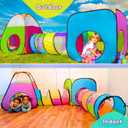 4pc Pop Up Children Play Tent : 2 Crawl Tunnel + 2 Tents : Kids Tents for Boys, Girls, Babies & Toddlers for Indoor & Outdoor : Large Children Playhouse Ball Pit