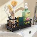 Sponge Holder for Kitchen Sink, Sink Caddy Organizer with High Brush Holder, Kitchen Countertop Organizers and Storage Essentials, Kitchen Decor, Rustproof 304 Stainless Steel