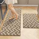 Kitchen Rugs Sets of 2-Colorful Non Slip Kitchen Mats for Floor-Thick,Moroccan Style Kitchen Decor Floor Mat Runner Carpet for Hallways Entryway Laundry Washable(20"x31.5"+20"x48",Brown)