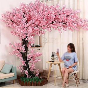 Artificial Cherry Blossomtree Handmade with Cherry Blossom Branches for Indoor Landscaping Wedding Decorations Outdoor Hotel Decoration (001, H3.9ftxL3.2ft)
