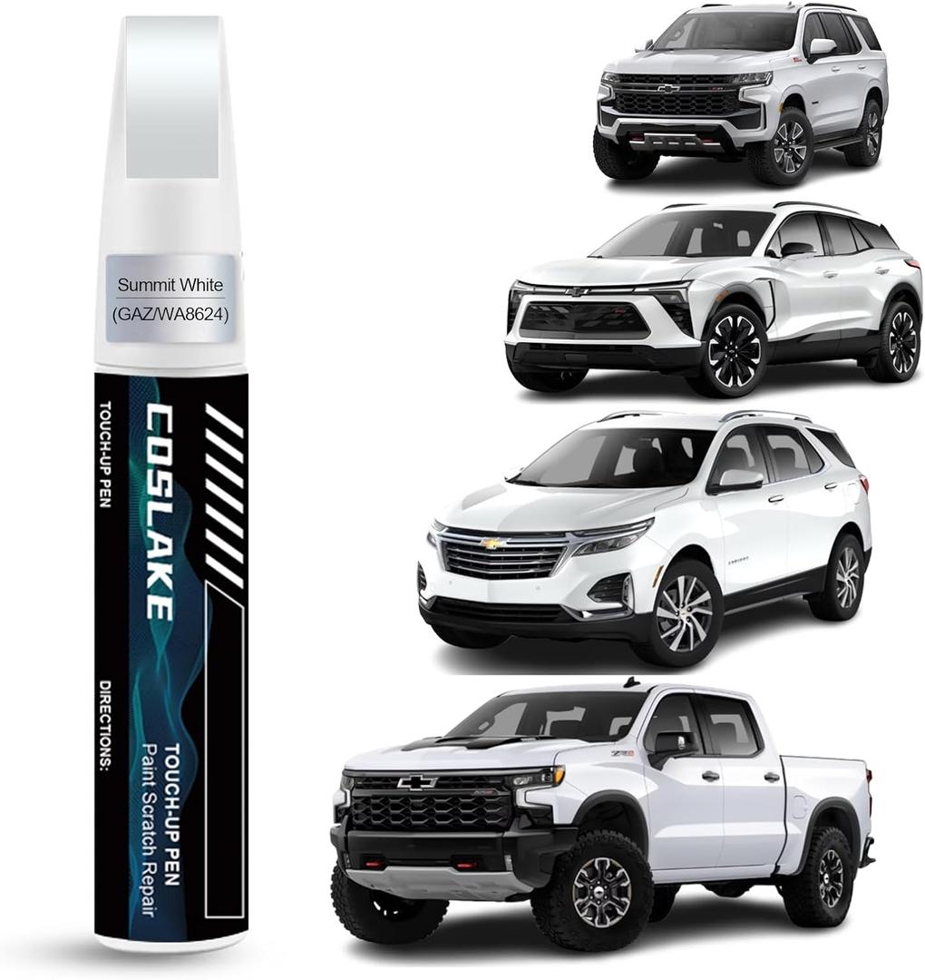 Car Touch Up Paint(Summit White(GAZ/WA8624)) for Chevrolet, Car Paint Scratch Repair Kit, Quick & Easy Solution to Repair, 2 in 1 Scratch Remover Pen with Color-Matched