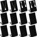 RattanView 12 Pieces Velvet Earring Display Stand Necklace Pendant Jewelry Stand Showcase Organizer Display Holder for Earring Pendant Accessory Rack(Black,Straight Style,Velvet)