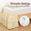 Vocander 2 Layer Bedskirt,Cream Yellow Queen Size Bed Skirt 18 Inch Drop Easy to Put On,Elastic Wrap Around Dust Ruffle for Bed Frame & Mattress,Luxury Bedskirt for Adjustable Bed Microfiber Fabric