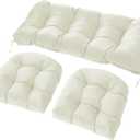 Wicker Chair Cushions Set, 2 U-Shaped Cushions & 1 Loveseat, Waterproof Outdoor Loveseat Cushion for Patio Furniture, Settee Bench Pad All Weather,Beige