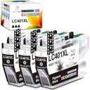 Miss Deer LC401XL Black Ink Cartridge Replacement for Brother LC401 XL LC-401 Ink Use with Brother MFC-J1010DW MFC-J1012DW MFC-J1170DW Printer (3BK)