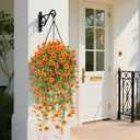 2 x Artificial Fall Flowers for Outdoors, 2 Pcs Fake Fall Silk Daisy Flowers Artificial Mums for Outdoors, Fake Hanging Mums UV Resistant for Outside Home Porch Patio Planter Decor