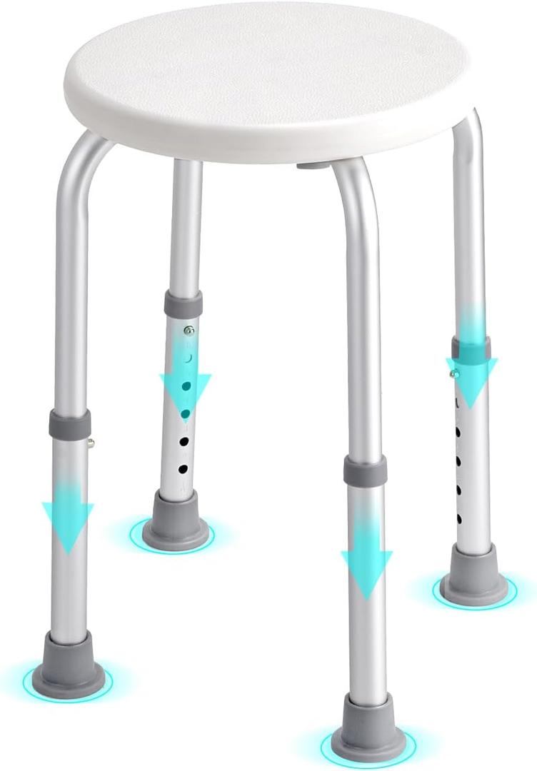 VEVOR Shower Chair for Inside Shower, Adjustable Height Shower Stool, Non-Slip Bench Bathtub Seat Stool for Elderly Disabled Adults Handicap, 300 lbs Capacity