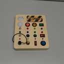 Busy Board Montessori Toys for Toddler, Wooden Sensory Board Switch Toy with Shape Sorter LED Light Up Toys Educational Plane Travel Activity for Girls & Boys