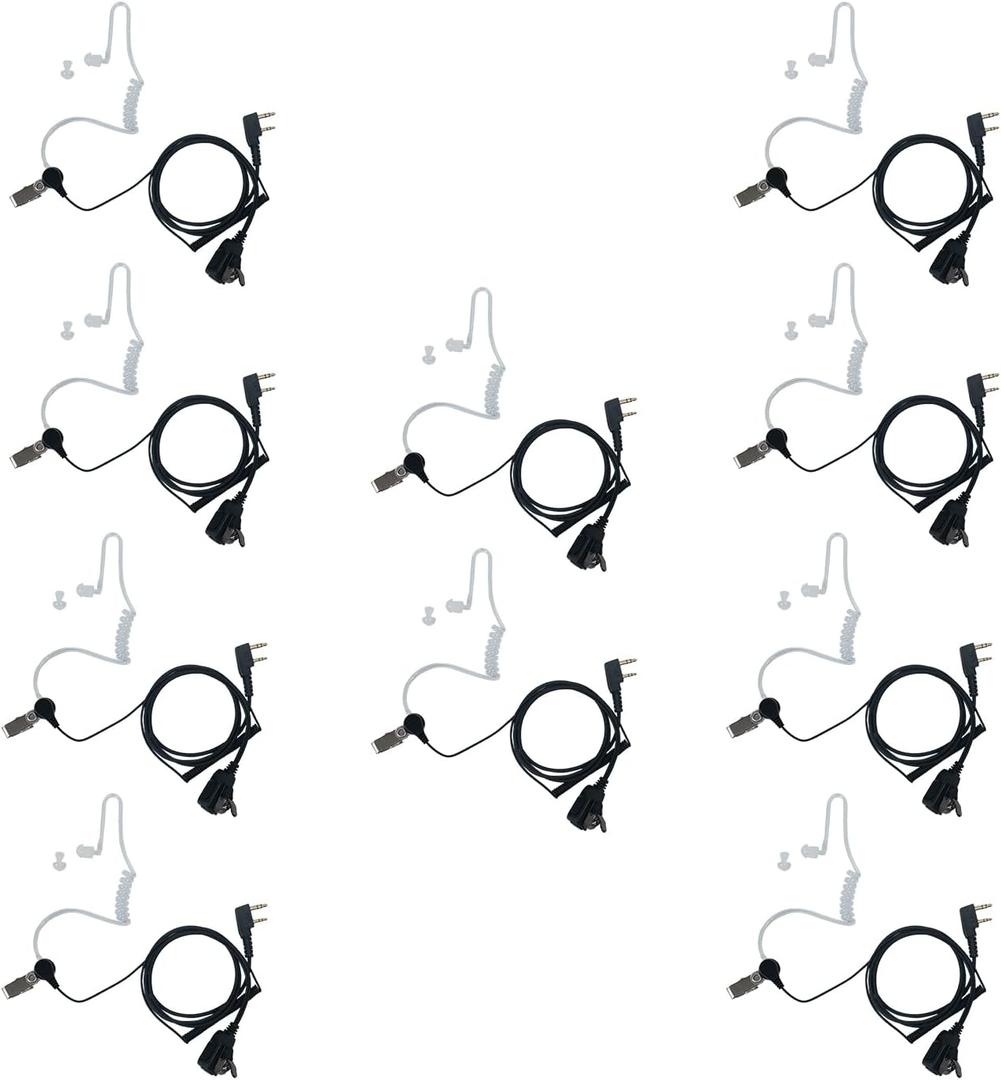 Covert Acoustic Tube Earpiece Headset Mic PTT for Baofeng UV-5R BF-888S Retevis H-777 RT21 RT22 Kenwood PUXING Arcshell 2 Way Radio 10 Pack