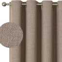 Natural Linen Curtains, 84 Inch Faux Linen Boho Farmhouse Curtains Grommet Drapes Window Panels for Living Room, Set of 2 Panels(52x84 Inch, Linen)