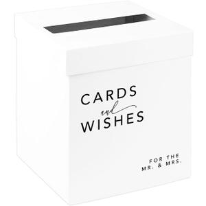Andaz Press Sturdy White Wedding Card Box Modern Minimal Cards and Wishes Wedding Gift Box for Cards, for Wedding Bridal Shower Baby Shower Birth Graduation Parties 10x10x10 Inches