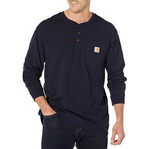 Carhartt Men's Solid Henley Long Sleeve Work Shirt Navy XX-Large
