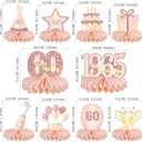 4 x 10PCS 60th Birthday Decorations Centerpieces for Table Decorations, 2025 Vintage 1965 Honeycomb Table Topper Back in 1965 Birthday Party Decoration for Women (Rose Gold & Black, 60 Years)