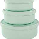 Silicone Food Storage Containers Bowl, Set of 3 Reusable Silicone Bento Lunch Box Containers with Lids (17oz, 25oz, 42oz) Dishwasher, Microwave and Freezer Safe Mint Green