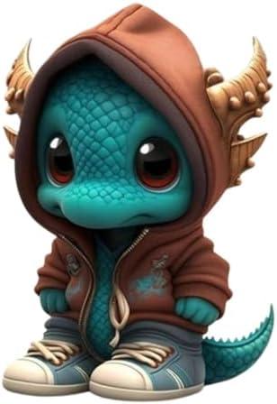 JJSHUANL Cartoon Cool Dragon Resin Ornament, Resin Crafts Advanced Mini Home Desk Decor, Funny Gift for Home Office Desk Garden Decor (OrangeGreen), Set of 3