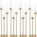 Vincidern 4pcs Gold Candelabra 3 Arm Taper Candle Holders with Acrylic Lampshade, 33.8'' Tall Candelabra Centerpiece for Table, Wedding, Party, Events Decorations, Candlestick Holders Fit LED Candles